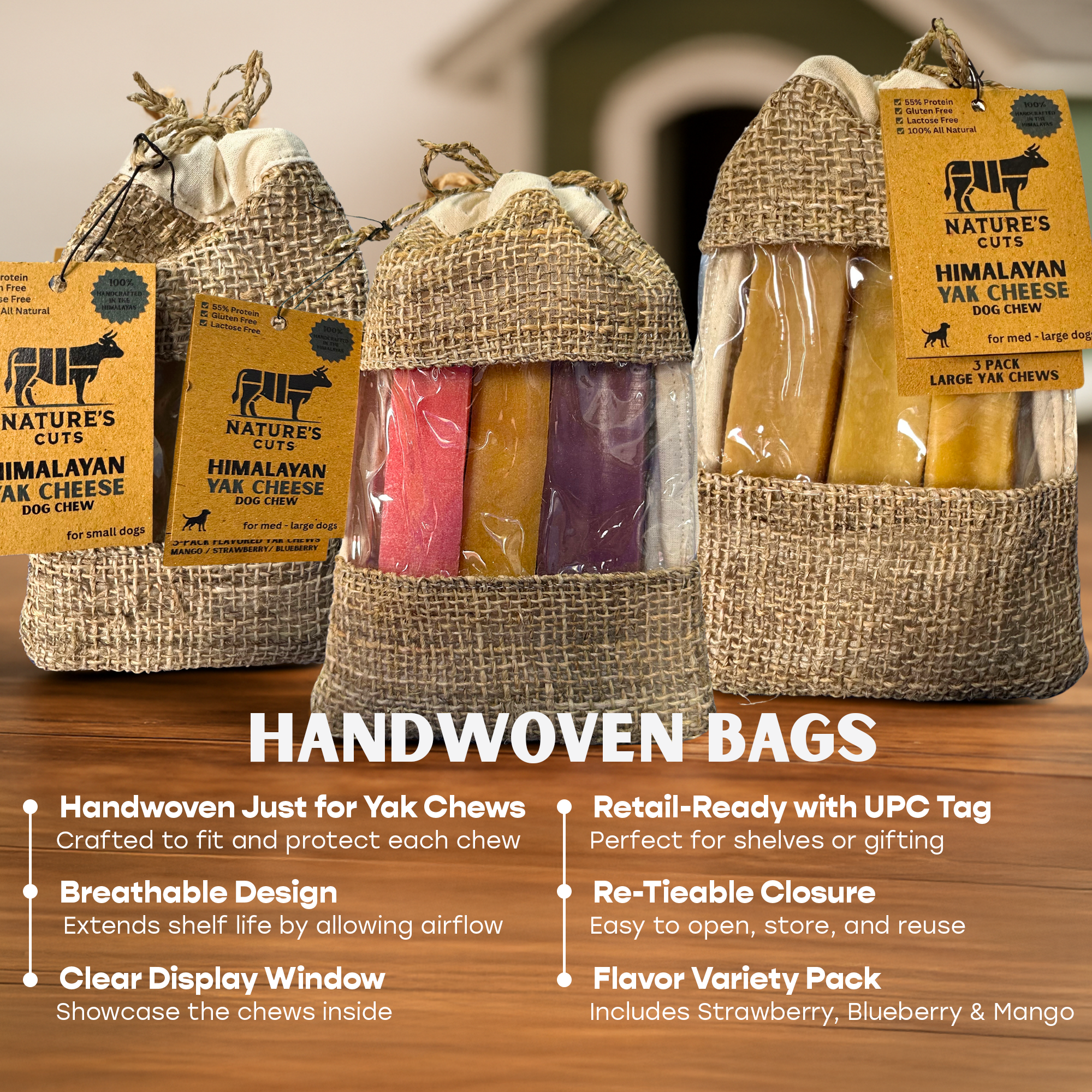 Large Yak Cheese (3 Pack) in Hand Woven Bag