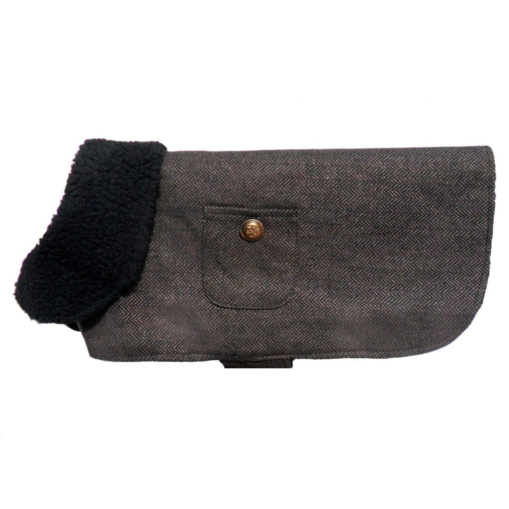PA Brown Herringbone Dog Coat-0