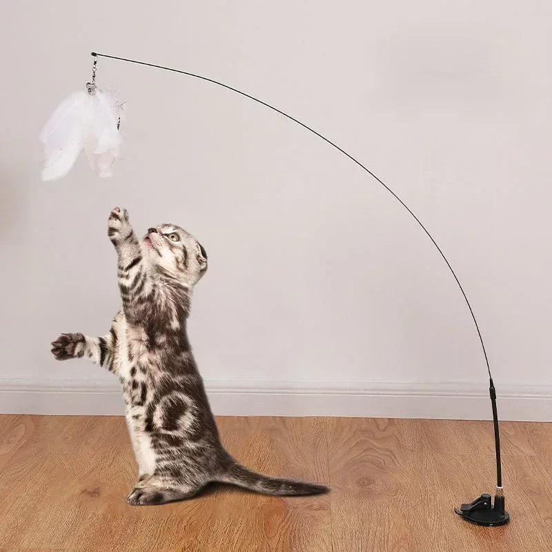 Varita Interactiva con Plumas y Ventosa para Gatos