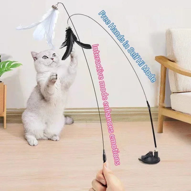 Varita Interactiva con Plumas y Ventosa para Gatos